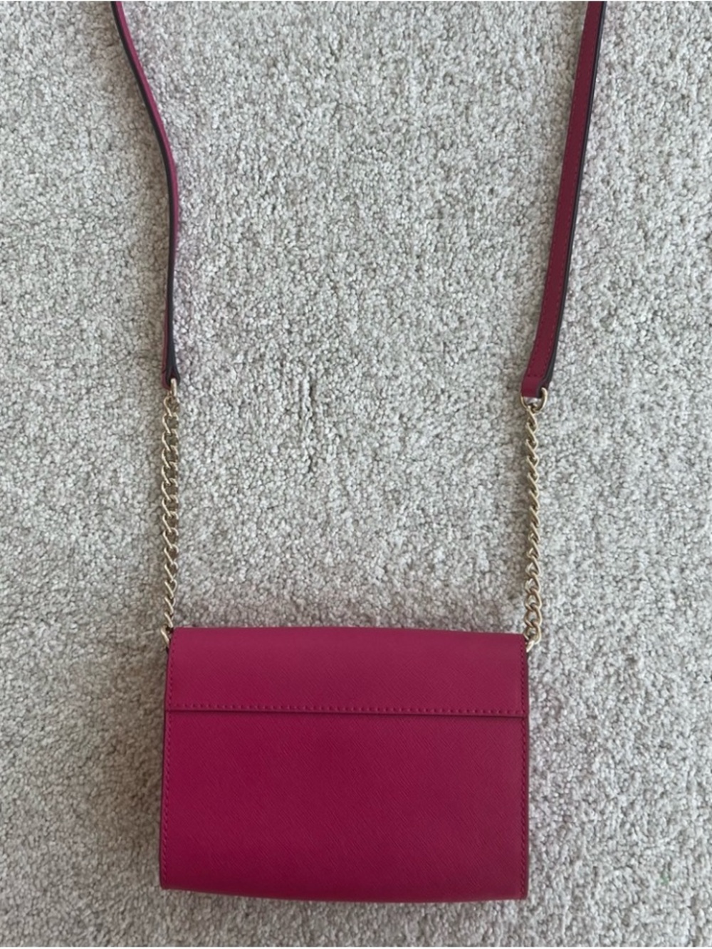 Kate Spade Fuchsia Pink Saffiano Leather Crossbody Chain Bag NWOT - Picture 5 of 7